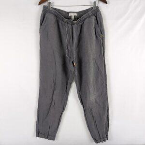 Ellen Tracy Women's Gray 100% Linen Pants Tapered Straight Leg, Medium